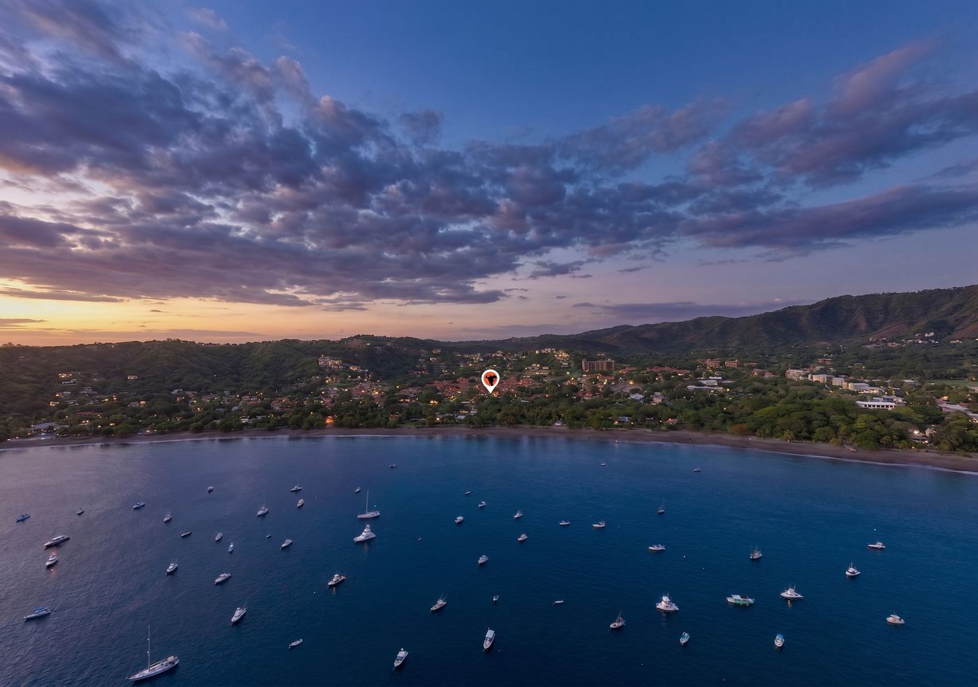 Aerial view of the bay at Playas del Coco